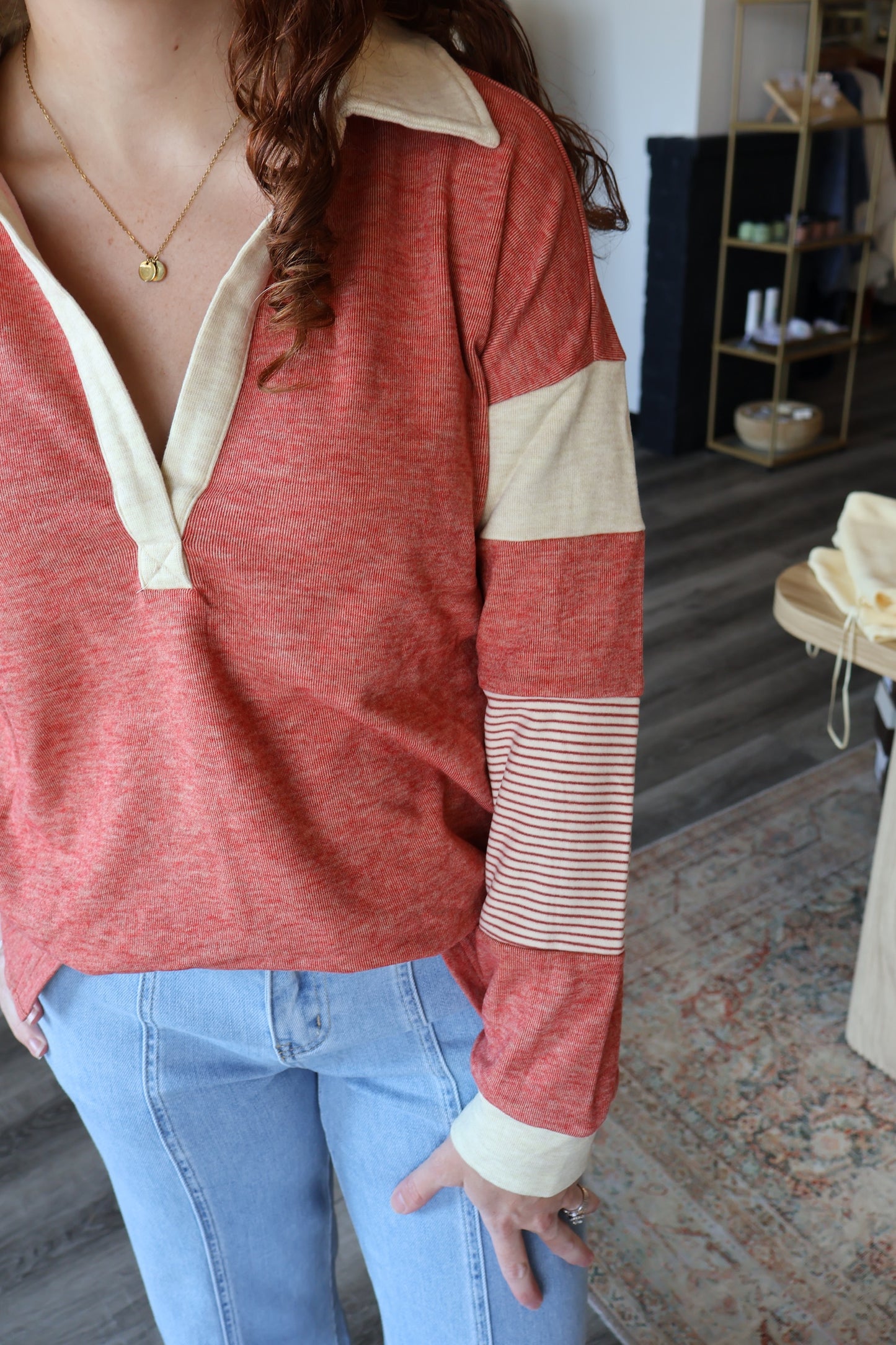 Lacy Brushed Jersey Pullover