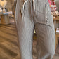 Katelyn Elastic Drawstring Waist Stripe Wide Fit Pants