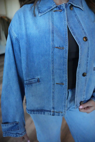 Jessa Button Front Bomber Jacket