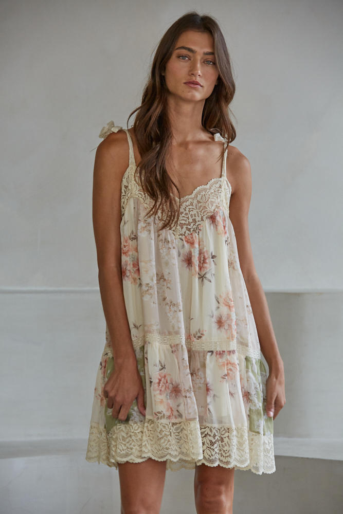 Gabriella Lace Trim Mini Dress