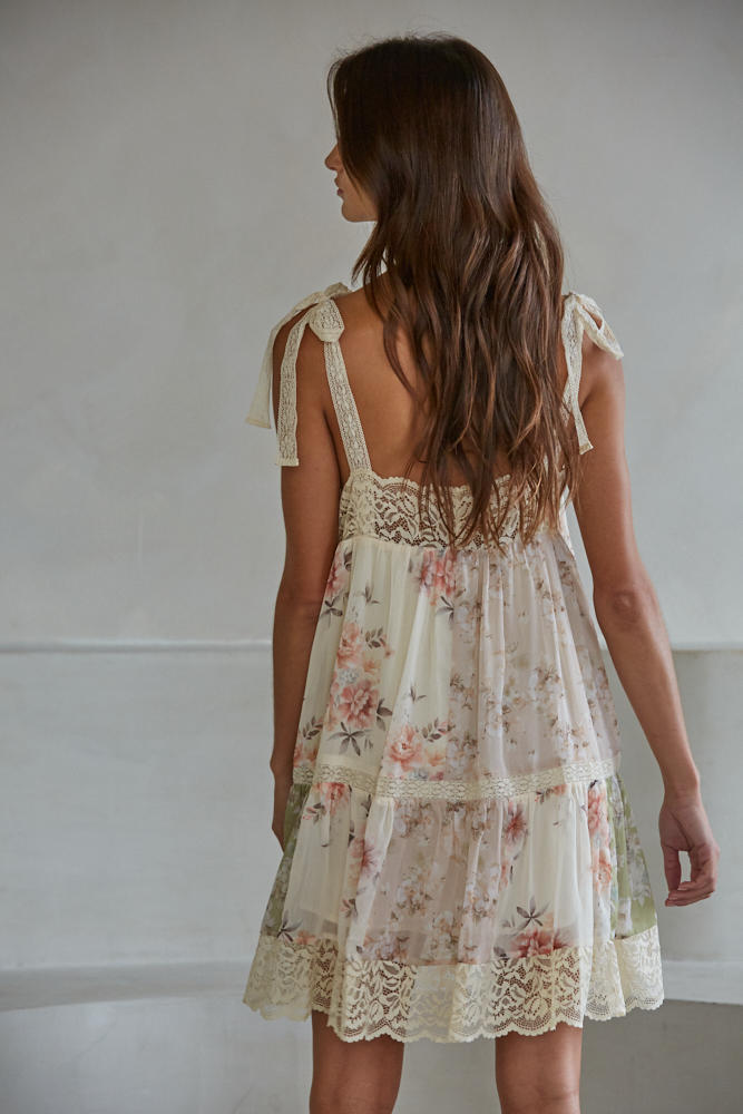 Gabriella Lace Trim Mini Dress