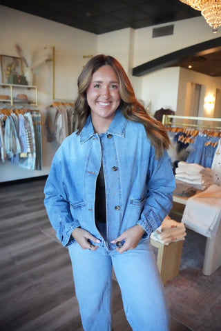 Jessa Button Front Bomber Jacket