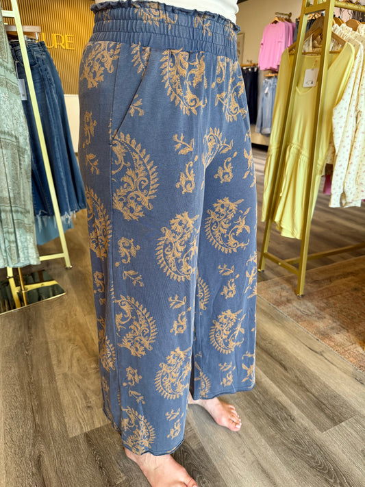 Paisley Print Mineral Wash Pant