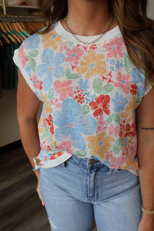 Riley Floral Printed Knitted Jersey Vest