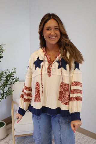 Scarlett Paisley Patched Hoodie