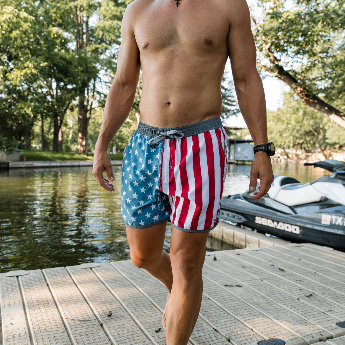 Burlebo Throwback USA Swim Trunks