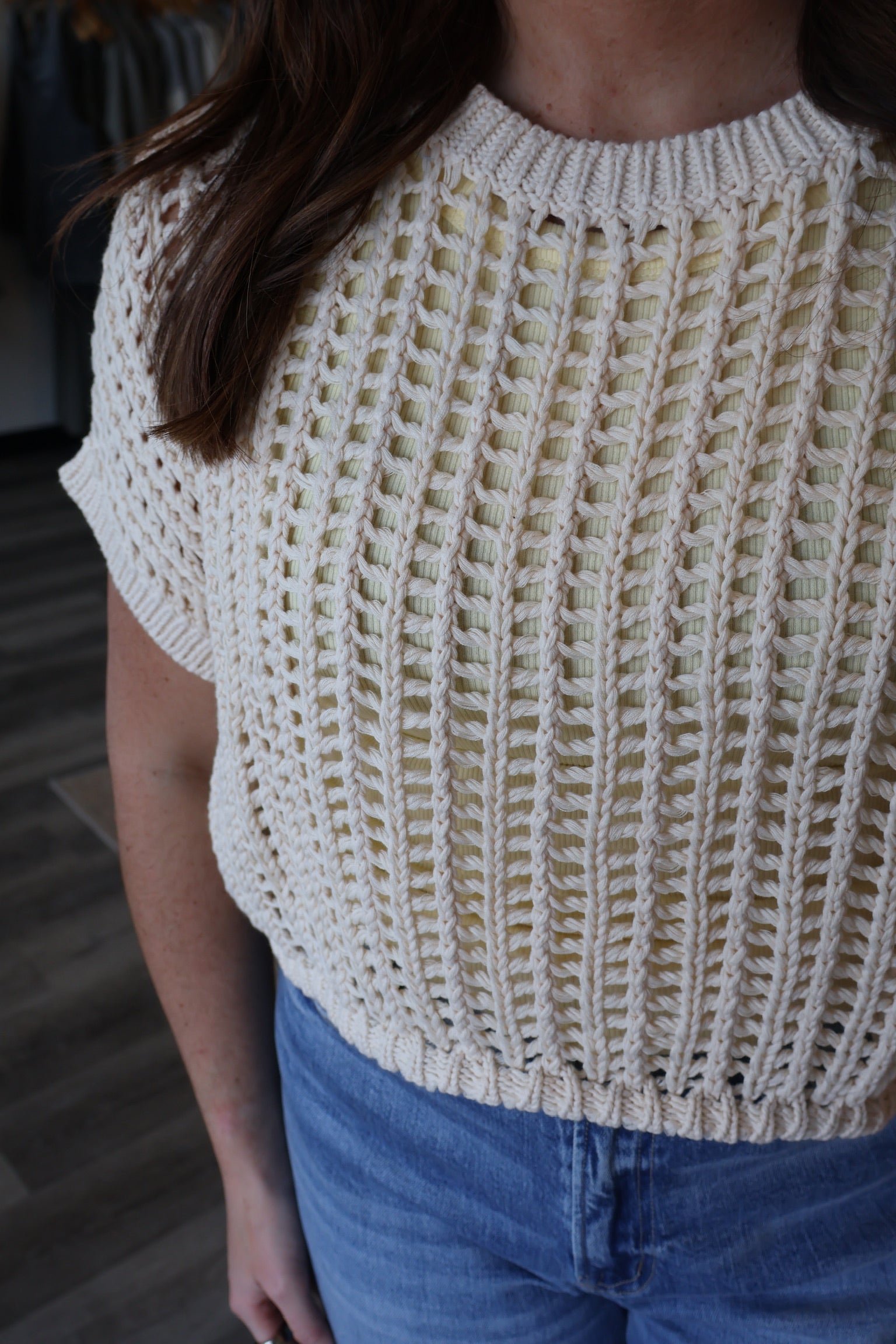 Avery Crochet Knit Short Sleeve