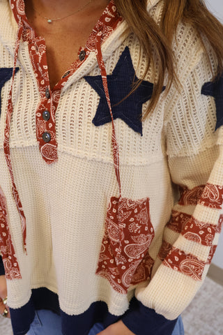 Scarlett Paisley Patched Hoodie