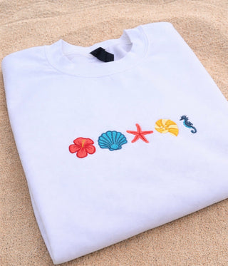 Sea Life Embroidered Crew Neck