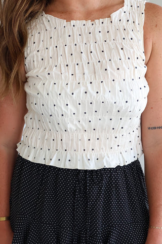 Kaitlyn Smocked Polka Dot Top