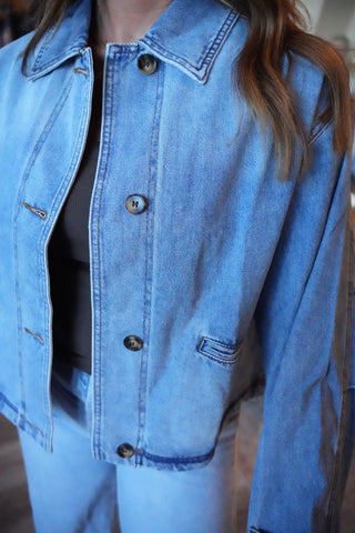 Jessa Button Front Bomber Jacket