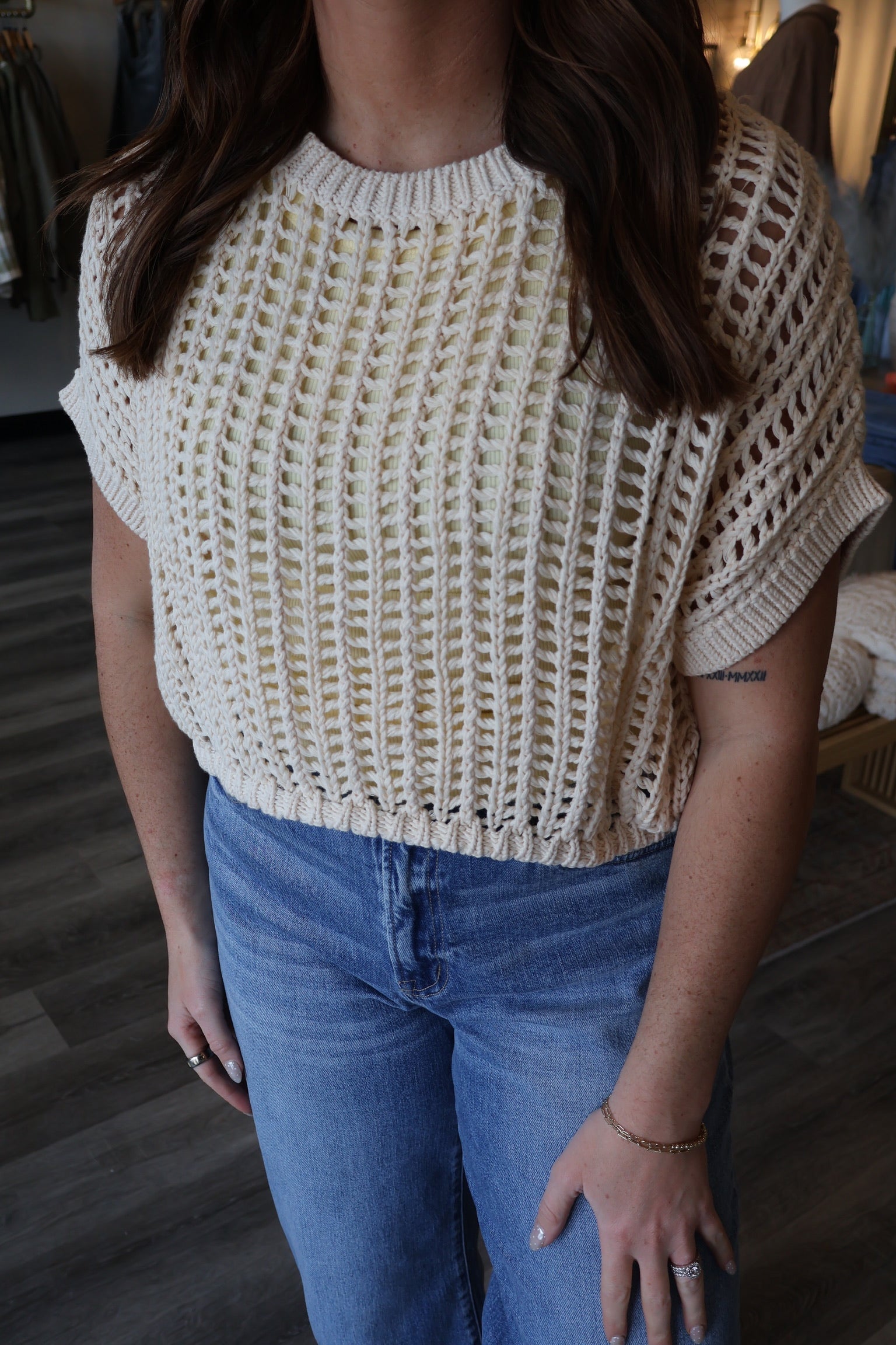 Avery Crochet Knit Short Sleeve