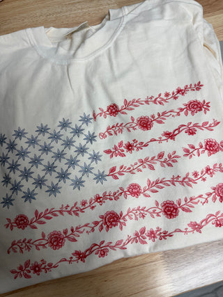 Floral American Flag Tee