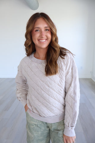 Kristen Quilt Off Shoulder Pullover