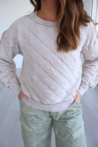 Kristen Quilt Off Shoulder Pullover