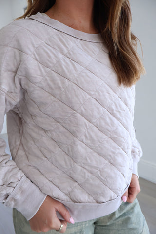 Kristen Quilt Off Shoulder Pullover