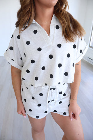 Paige Collared Polka Dot Set