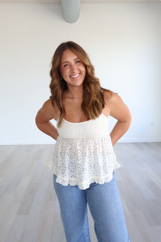 Cayla Floral Lace Peplum Cami