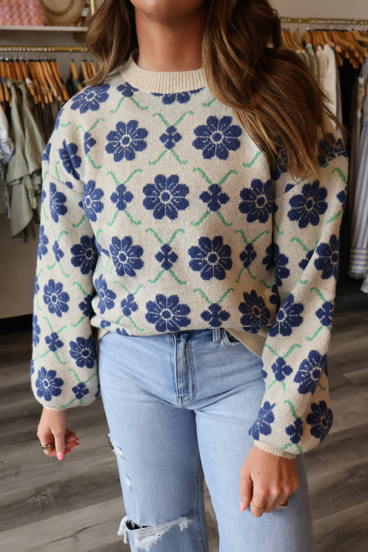 Retro Floral Sweater