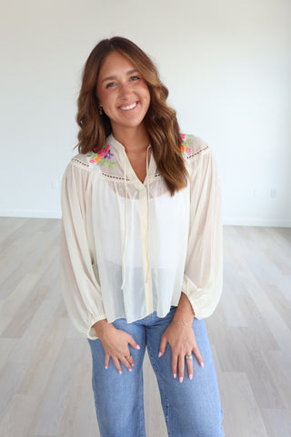 Aubree Sheer Floral Blouse