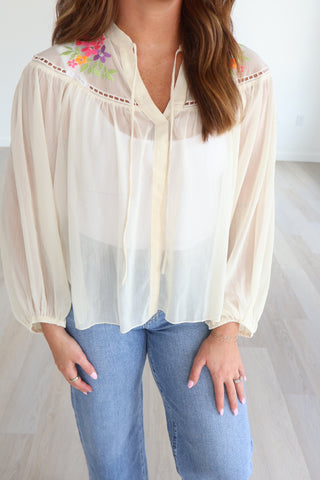 Aubree Sheer Floral Blouse