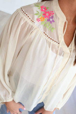 Aubree Sheer Floral Blouse