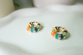 Vintage Enamel Hoop Earrings