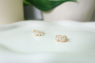 CZ Baguette Huggie Hoop Earrings