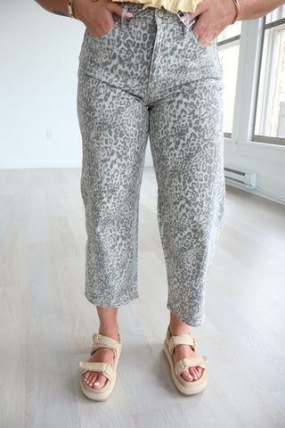 Kira Leopard Barrel Jeans