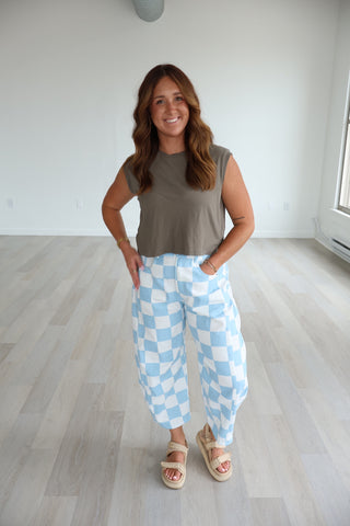 Marnie Checkered Barrel Pants