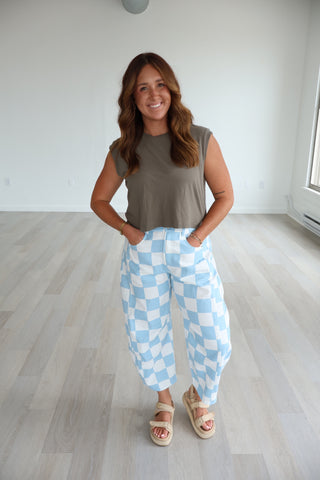 Marnie Checkered Barrel Pants