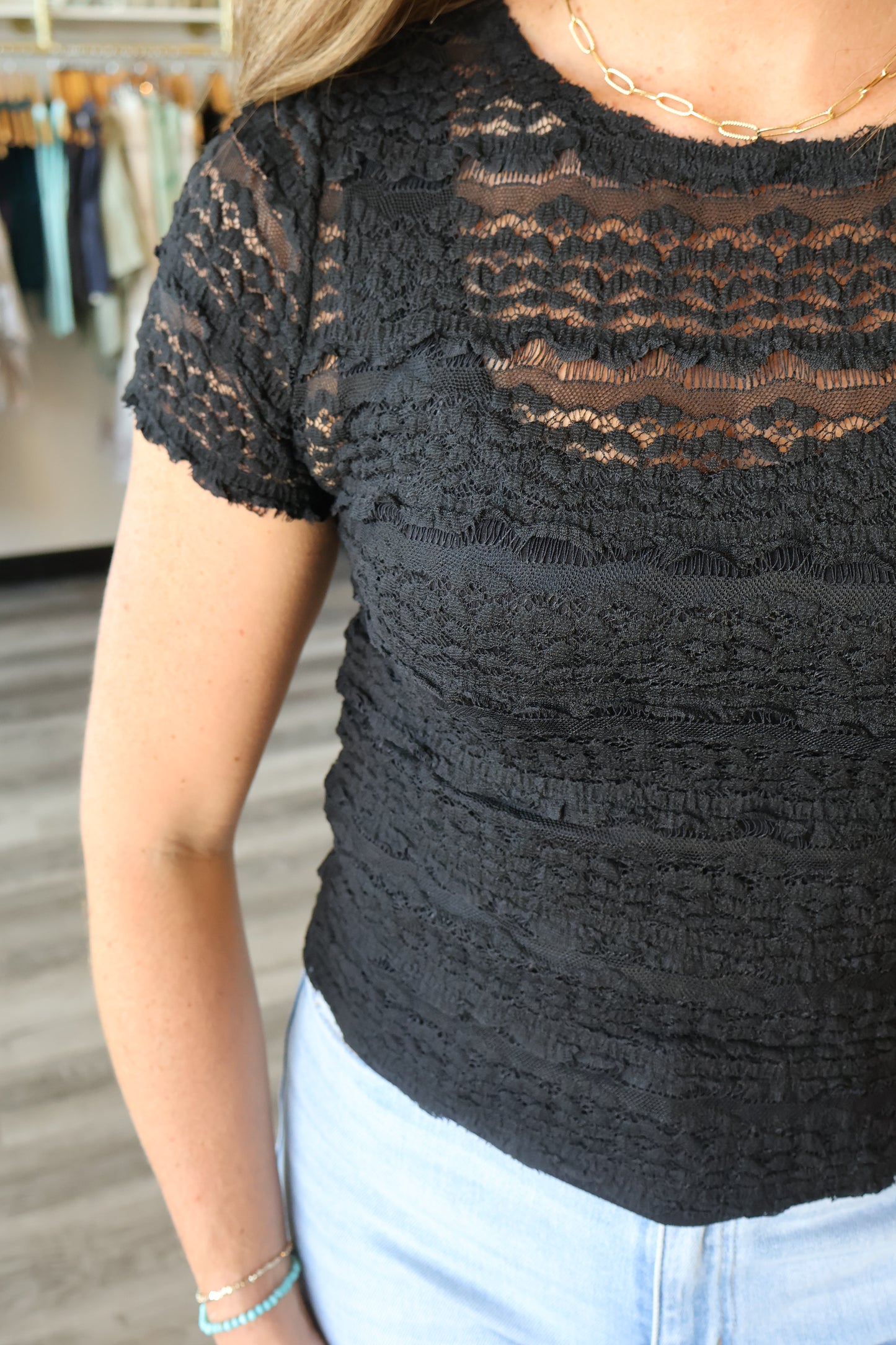 Lisa Sheer Ruffle Top
