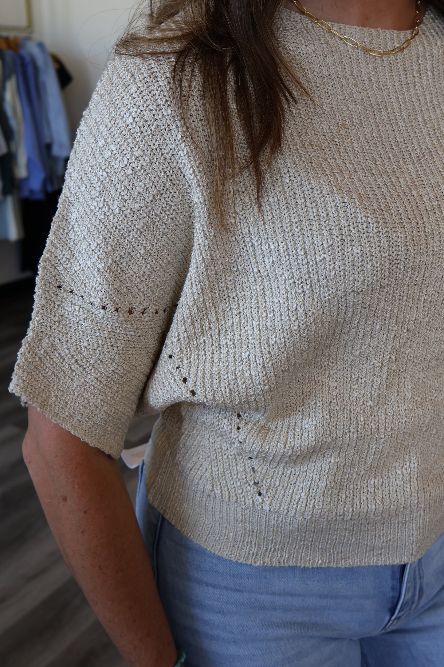 Sue Cropped Half Dolman Sleeve Sweater