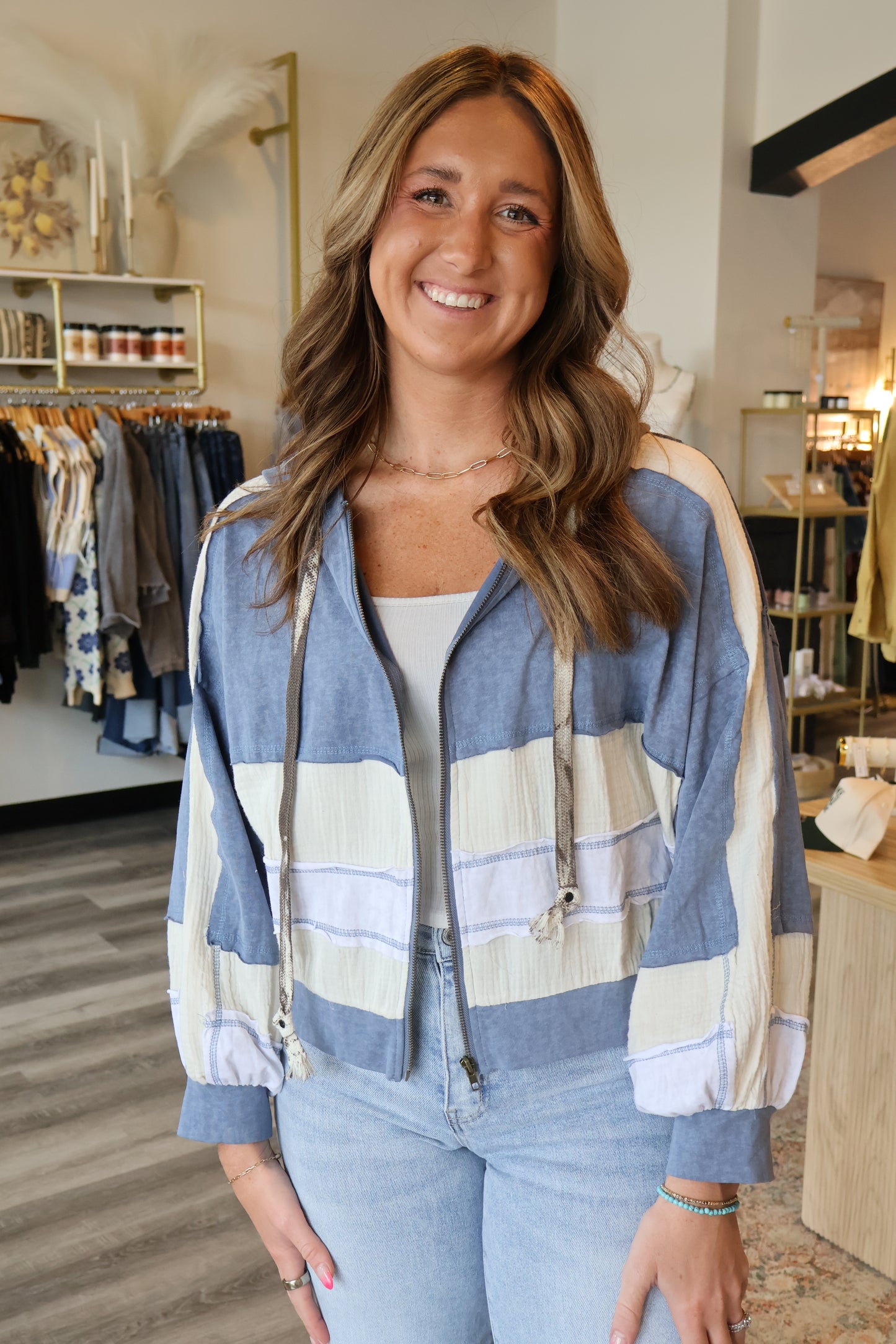 Talia Balloon Sleeve Zip Up