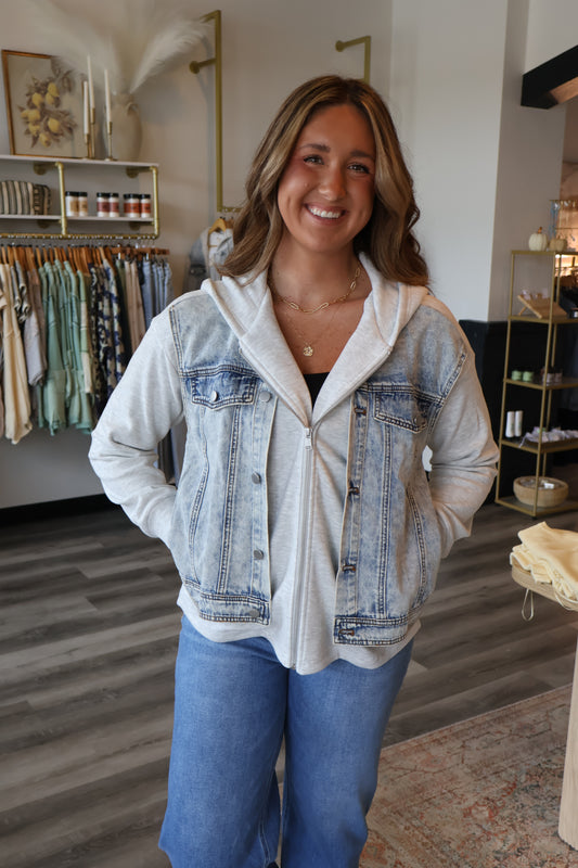 Clark Denim Contrast Hoodie Jacket