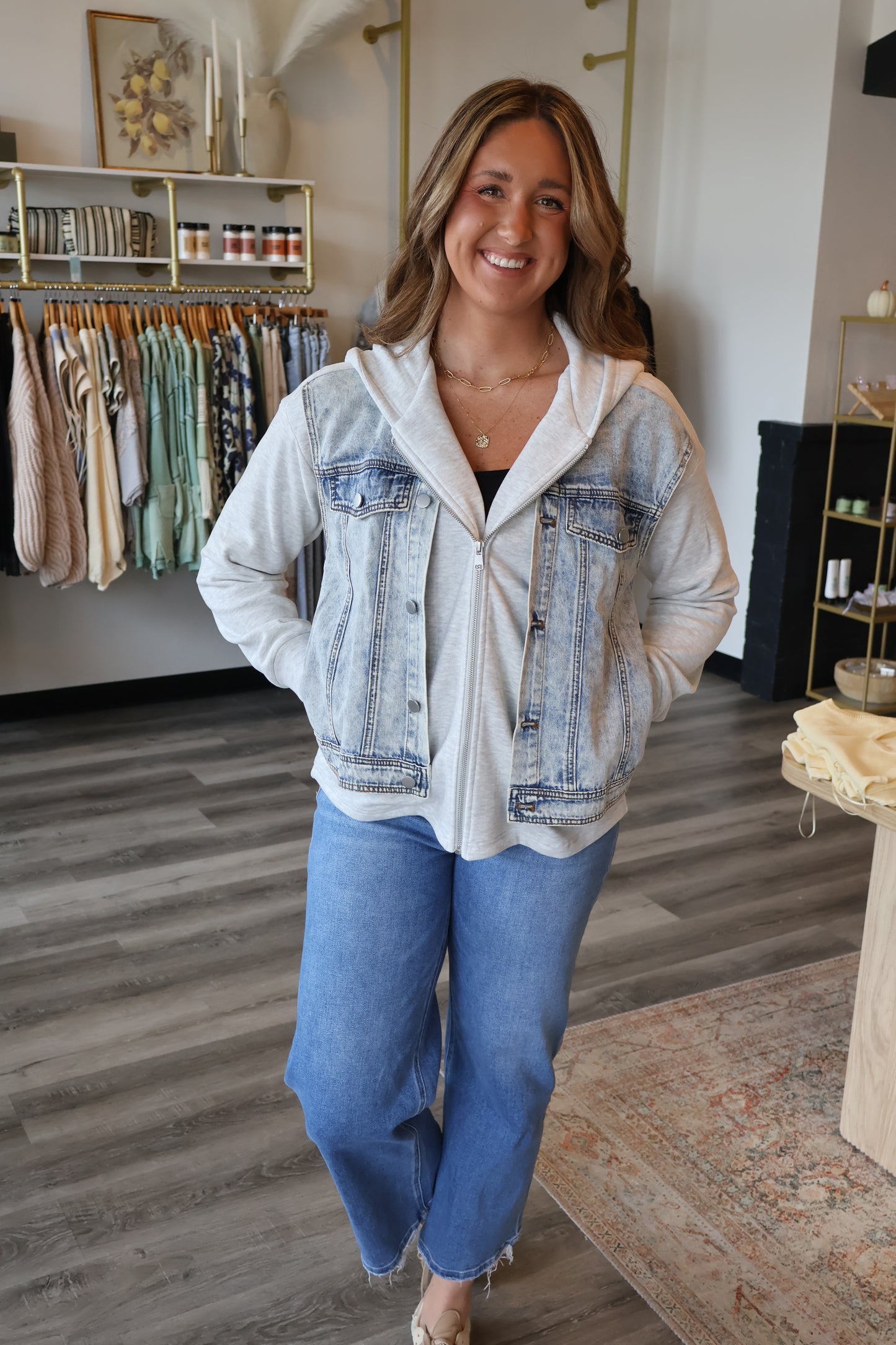 Clark Denim Contrast Hoodie Jacket