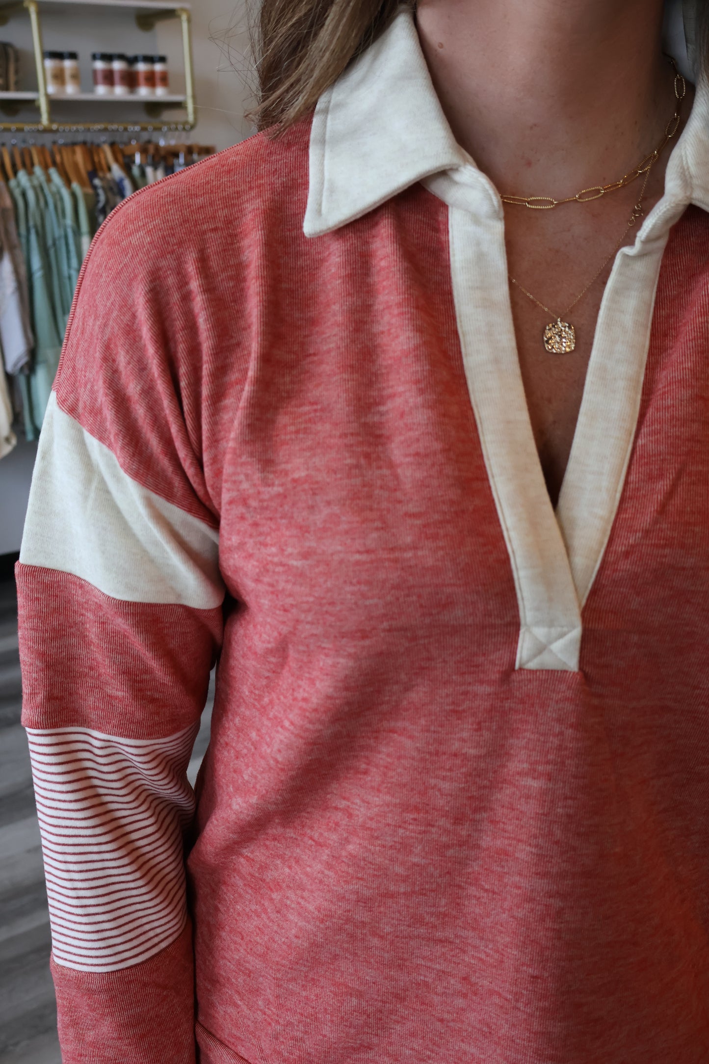 Lacy Brushed Jersey Pullover
