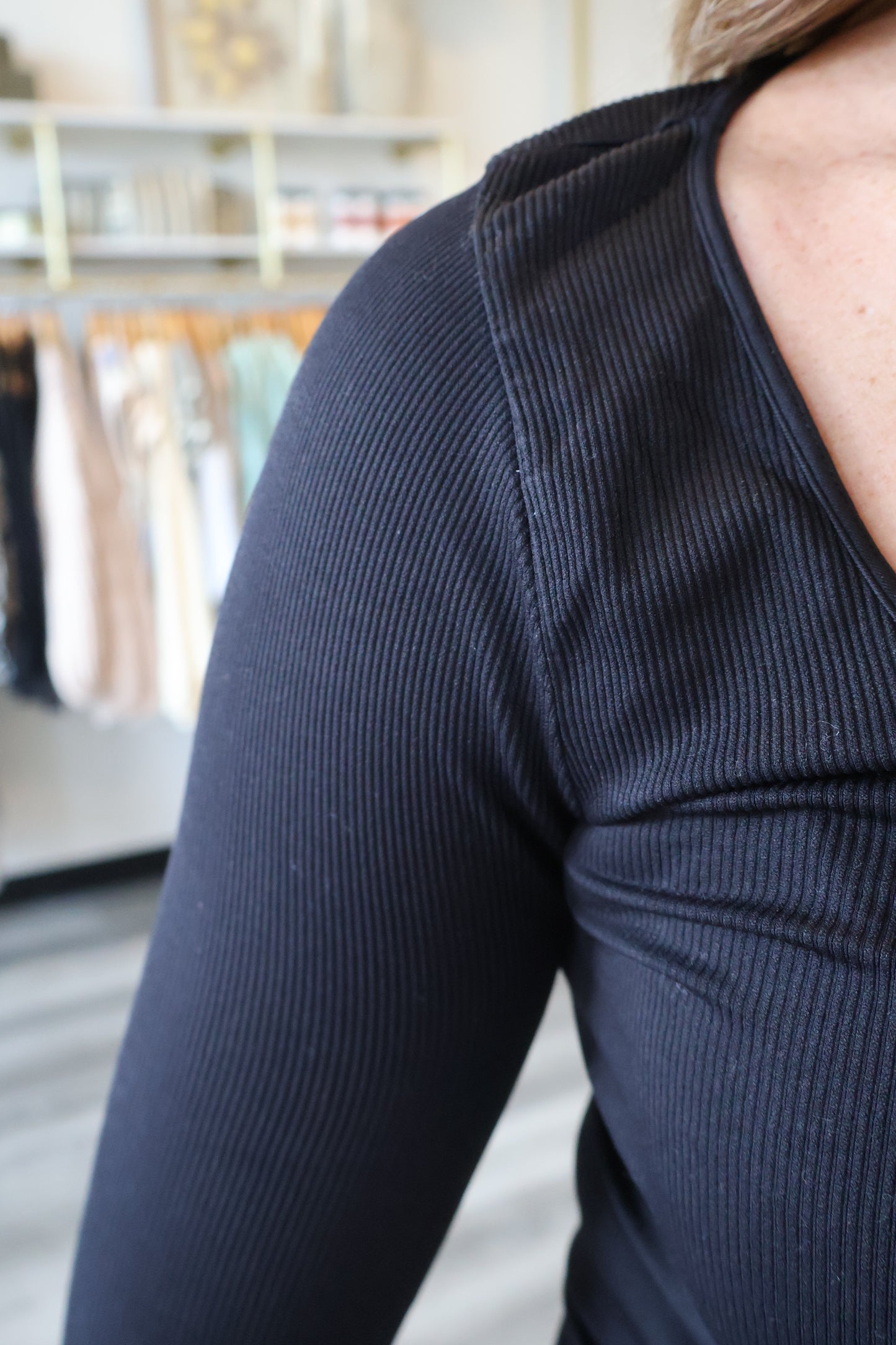 Landon Long Sleeve Ribbed Scoop Neck Top