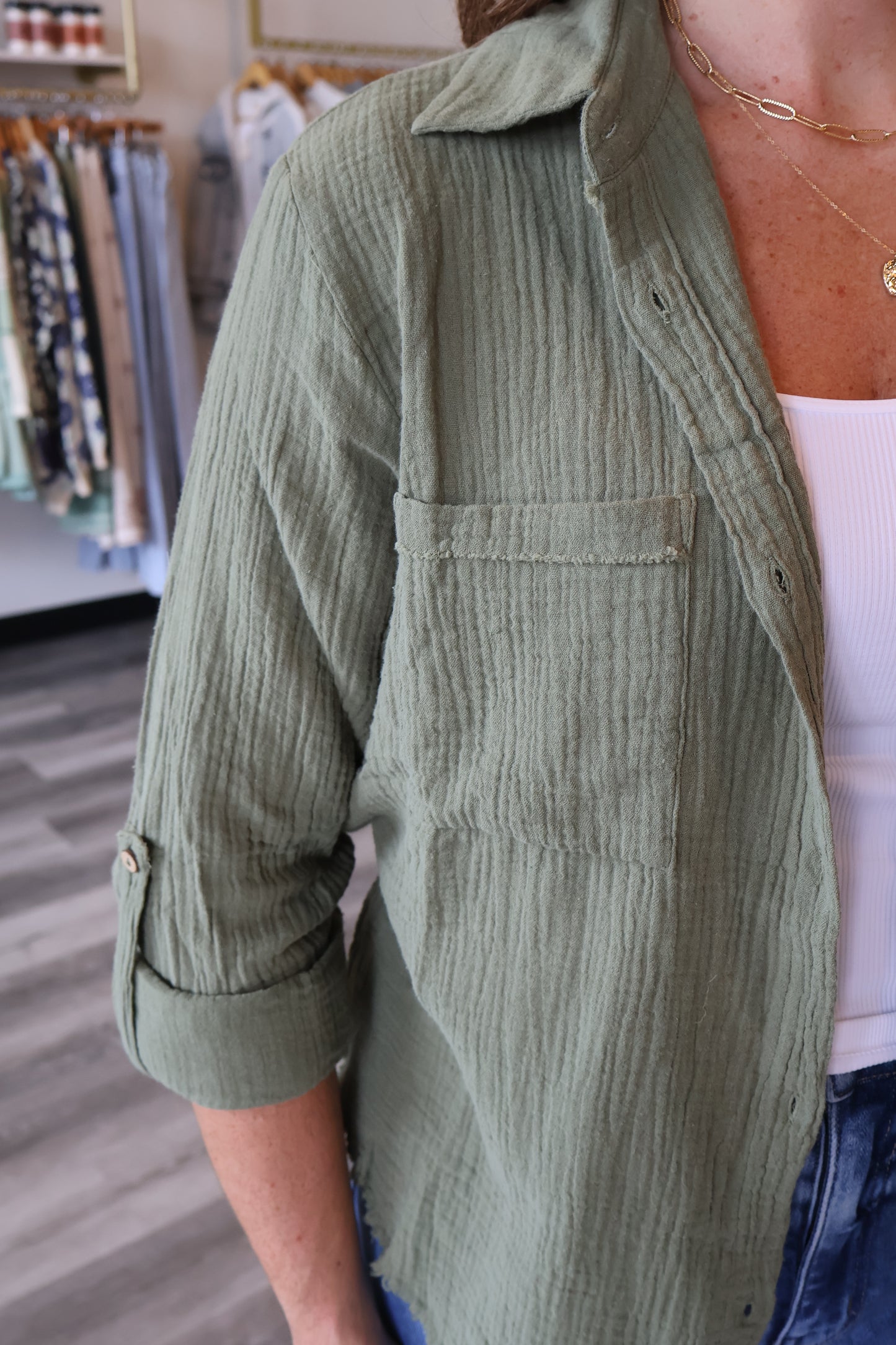 Ocean Washed Button Up