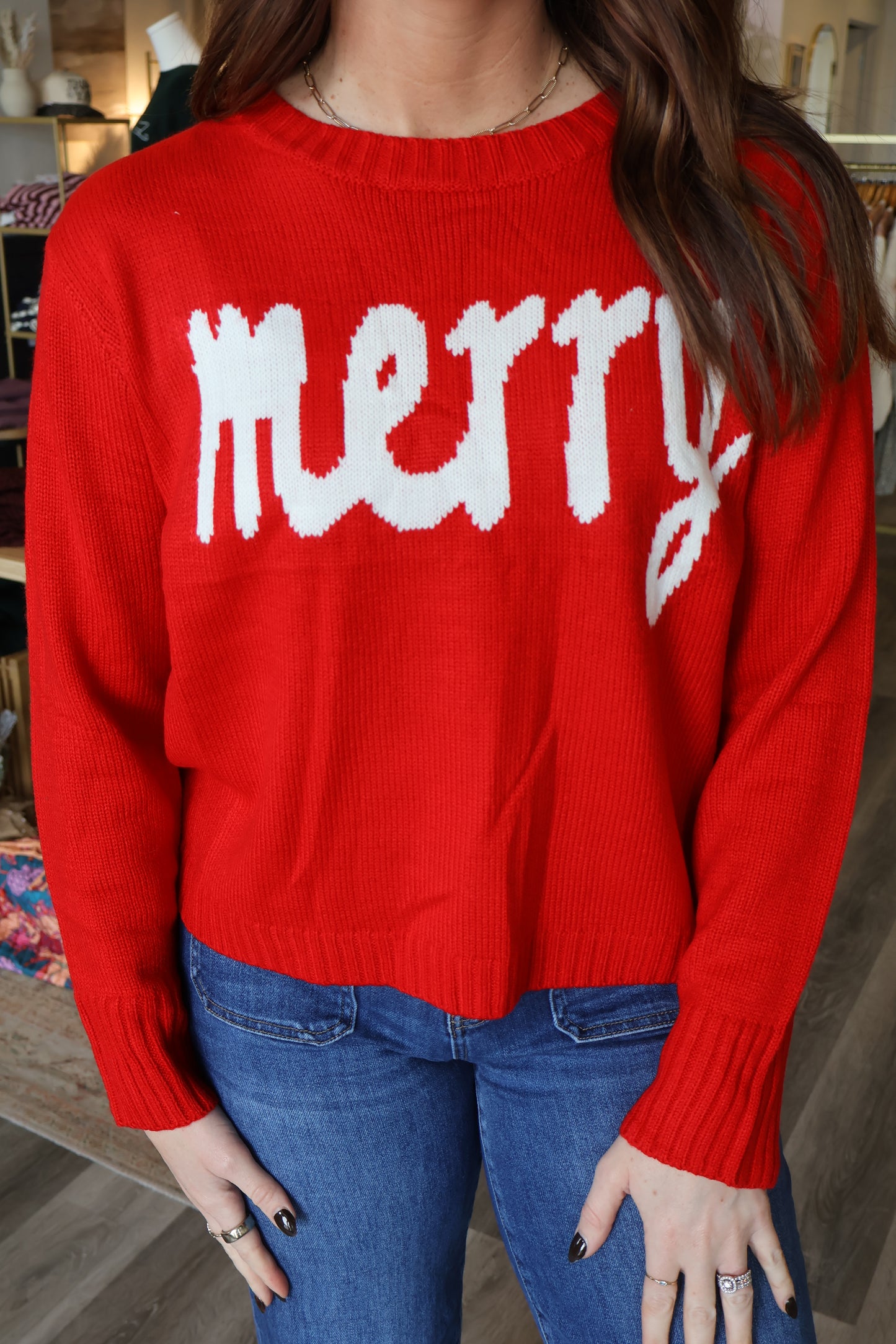 Red & White Merry Sweater