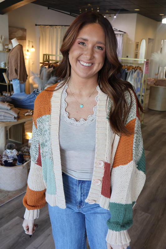 Laura Color Block Crochet Cardigan