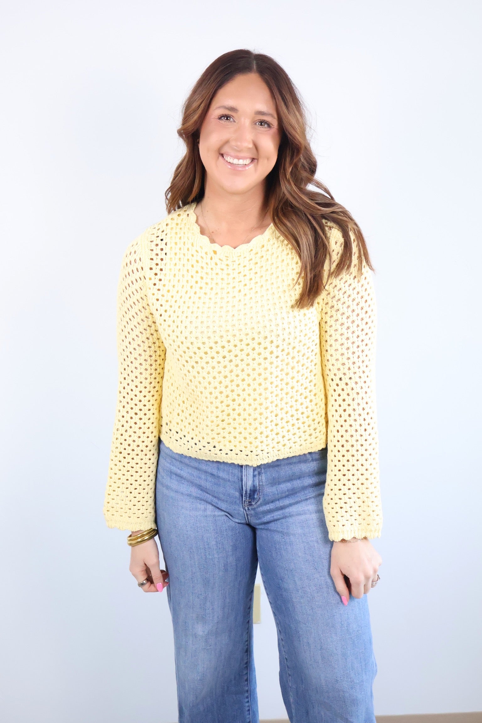 Cassie Scallop Trim Sweater