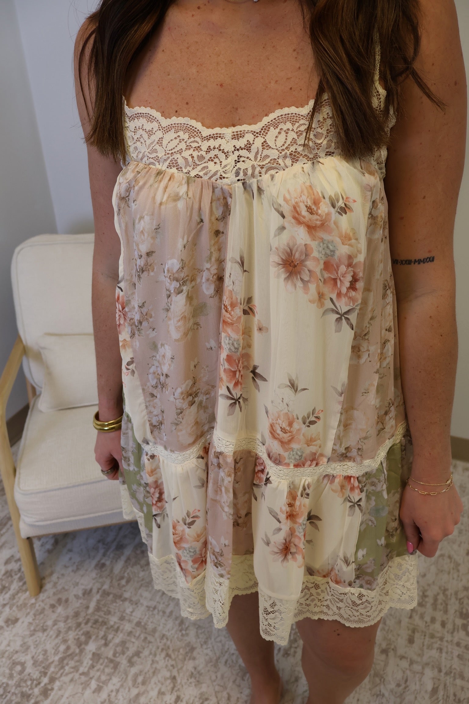 Gabriella Lace Trim Mini Dress