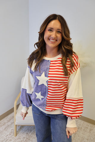 Abigail Freedom Flag Crewneck