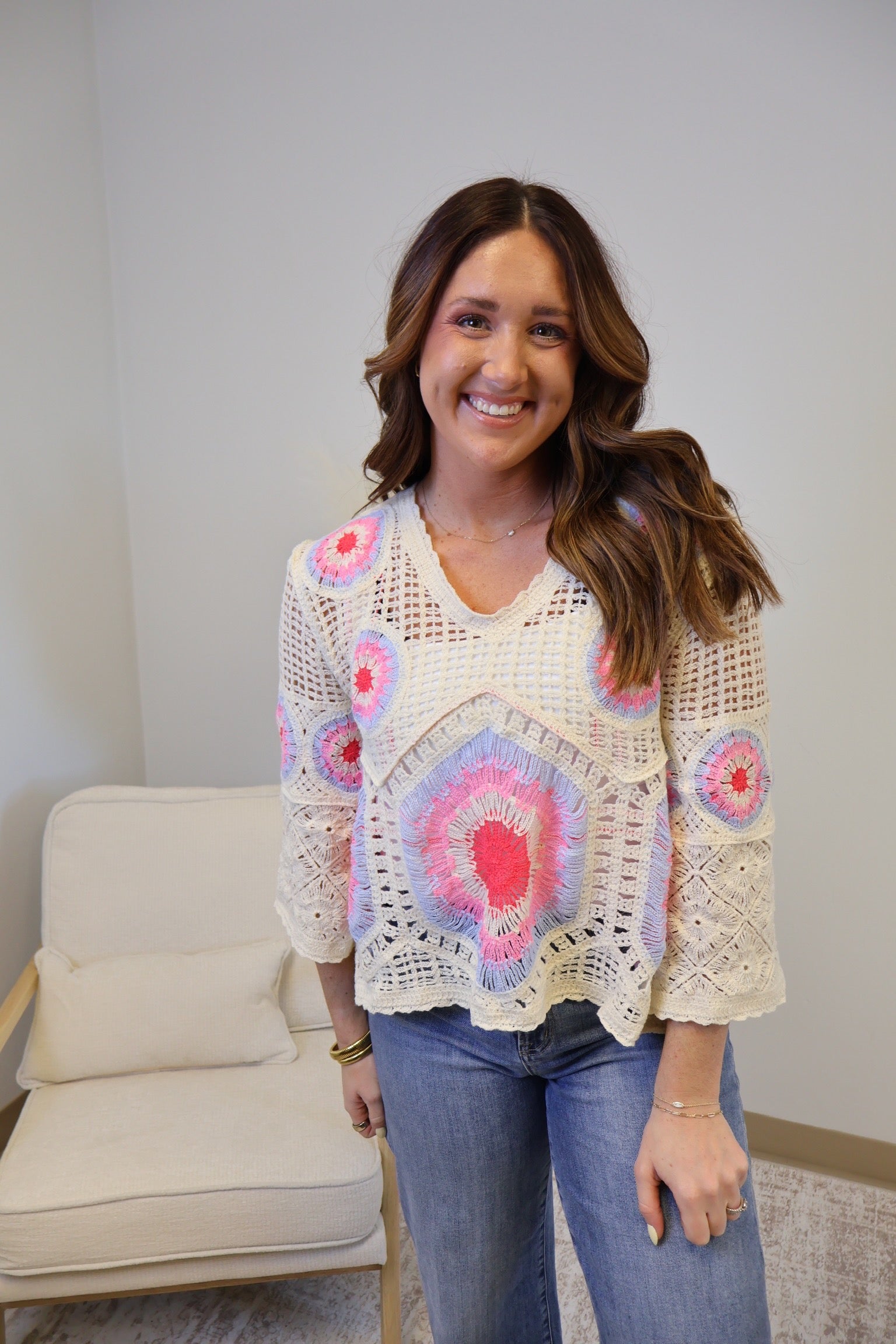 Maisie Open-Weave Pullover