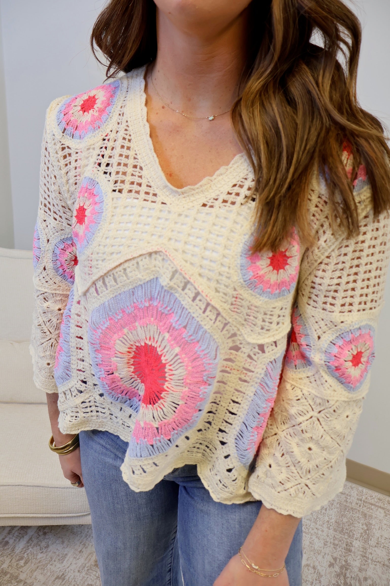 Maisie Open-Weave Pullover