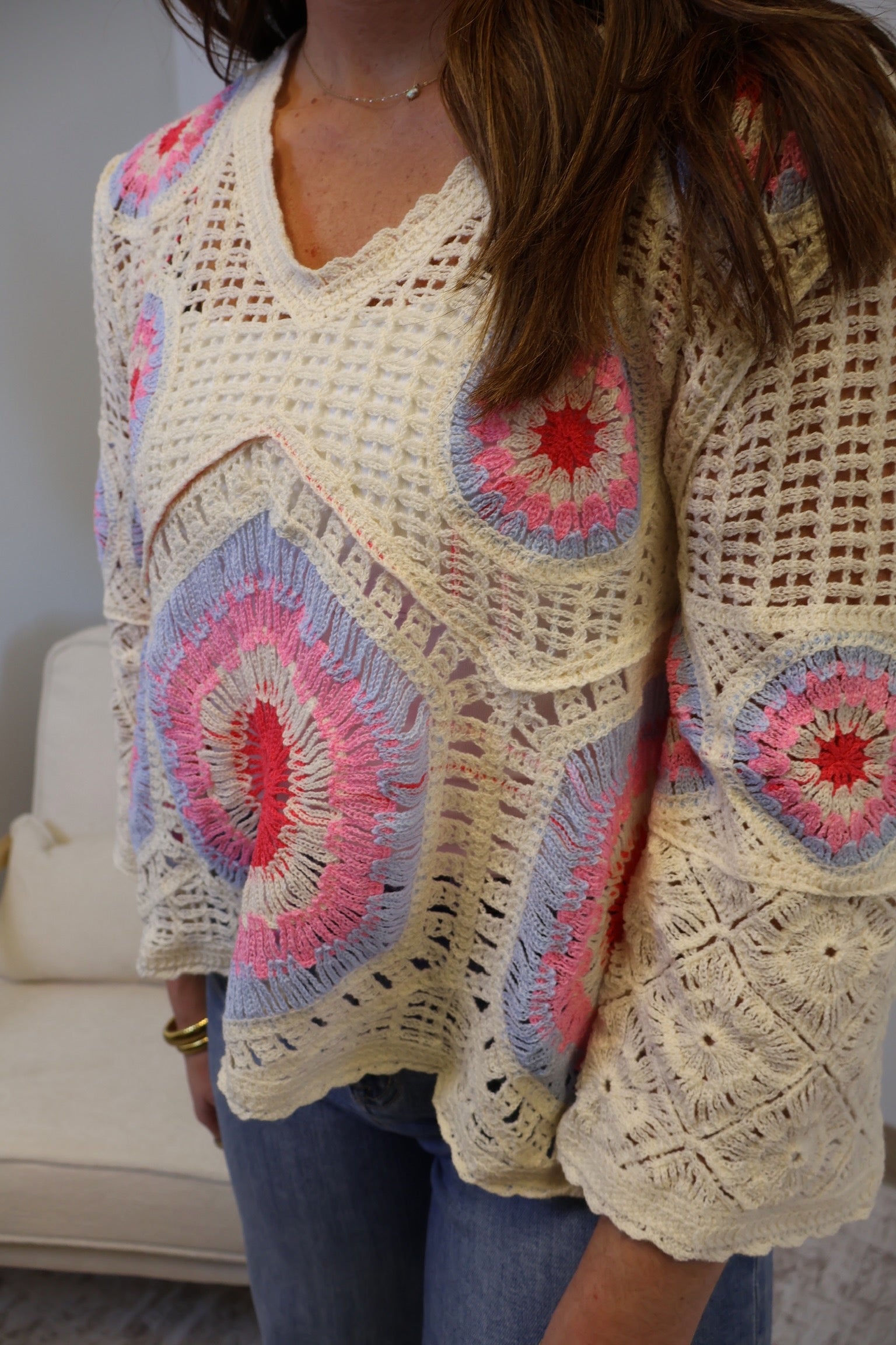 Maisie Open-Weave Pullover