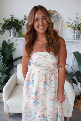 Marcy Strapless Floral Dress