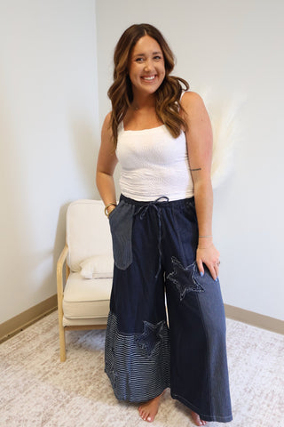 Ember Frayed Star Wide Pants
