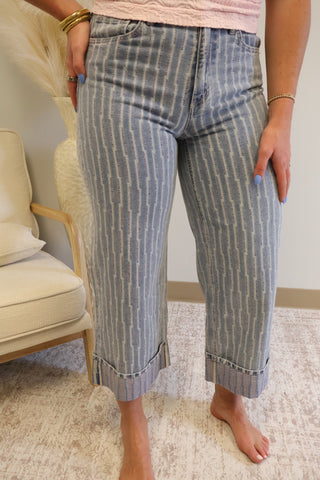 Anna Wide Legged Striped Jeans